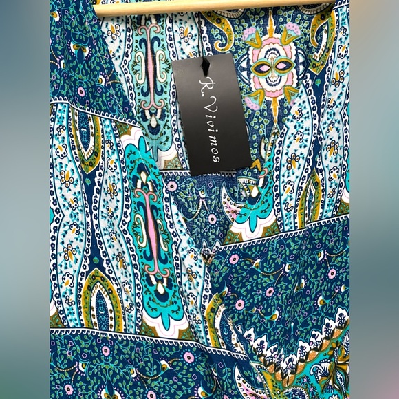 R.Vivimos Women's Wrap Dress Blue Green Pink Abstract Print Size S - Picture 7 of 9